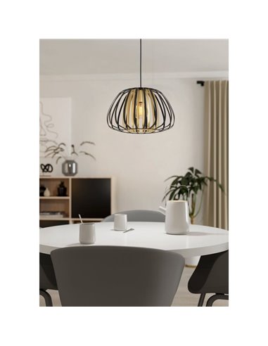Luminária pendente de teto com cúpula em latão e preto Ø375mm ENCINITOS, E27 (não incl.)
