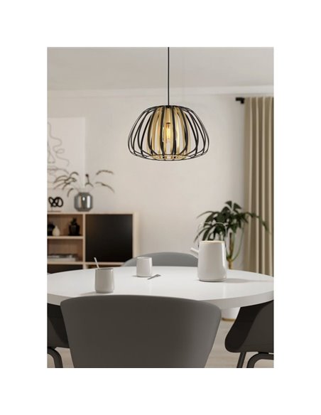 Lámpara de techo colgante con pantalla latón y negra Ø375mm ENCINITOS, E27 (no incl.)