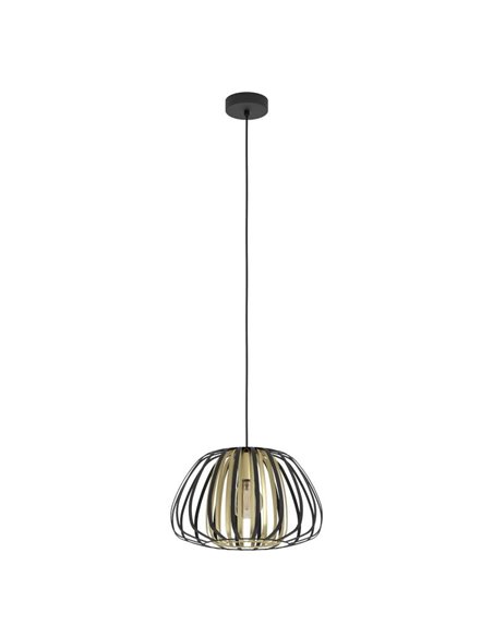 Lámpara de techo colgante con pantalla latón y negra Ø375mm ENCINITOS, E27 (no incl.)