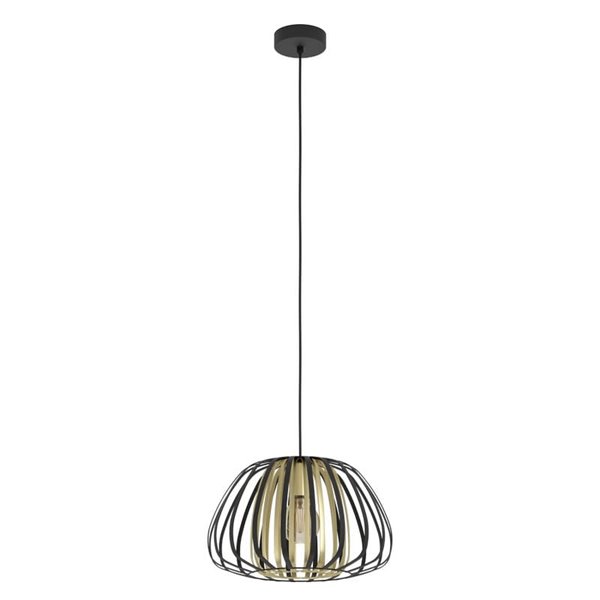Lámpara de techo colgante con pantalla latón y negra Ø375mm ENCINITOS, E27 (no incl.)
