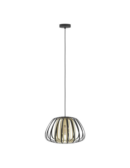 Luminária pendente de teto com cúpula em latão e preto Ø375mm ENCINITOS, E27 (não incl.)