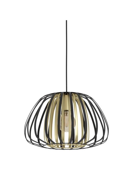 Luminária pendente de teto com cúpula em latão e preto Ø375mm ENCINITOS, E27 (não incl.)