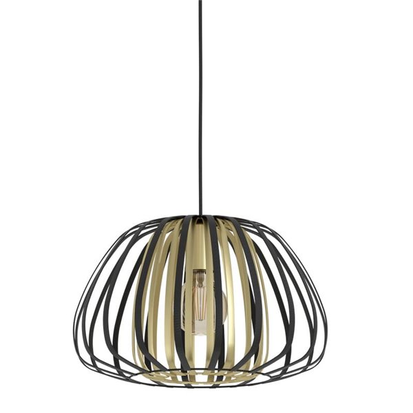 Lámpara de techo colgante con pantalla latón y negra Ø375mm ENCINITOS, E27 (no incl.)