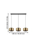 Lámpara de techo colgante con 3 pantallas de metal oro DUGLIA, 3xE27 (no incl.)