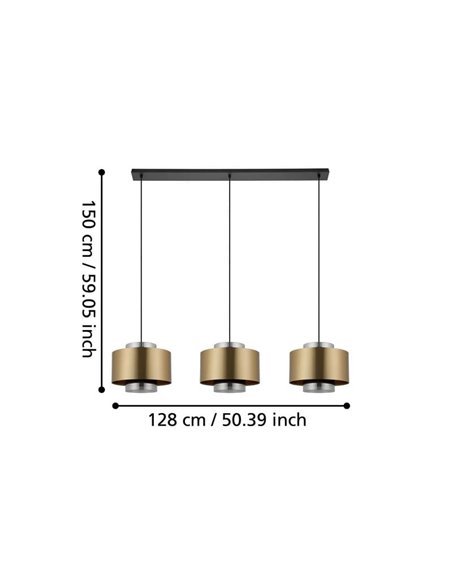 Lámpara de techo colgante con 3 pantallas de metal oro DUGLIA, 3xE27 (no incl.)