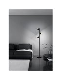 Lámpara de pie LED con 3 focos orientables CARTAGENA, negro con detalles madera, 3xGU10 4,5W, 3000K