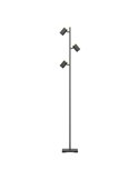 Lampadaire LED CARTAGENA avec 3 spots orientables, noir avec détails en bois, 3xGU10 4,5W, 3000K