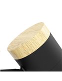 Lámpara de pie LED con 3 focos orientables CARTAGENA, negro con detalles madera, 3xGU10 4,5W, 3000K