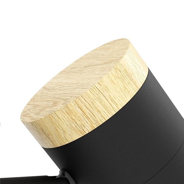 Lámpara de pie LED con 3 focos orientables CARTAGENA, negro con detalles madera, 3xGU10 4,5W, 3000K