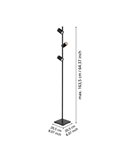 Lámpara de pie LED con 3 focos orientables CARTAGENA, negro con detalles madera, 3xGU10 4,5W, 3000K