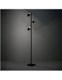 Lámpara de pie LED con 3 focos orientables CARTAGENA, negro con detalles madera, 3xGU10 4,5W, 3000K