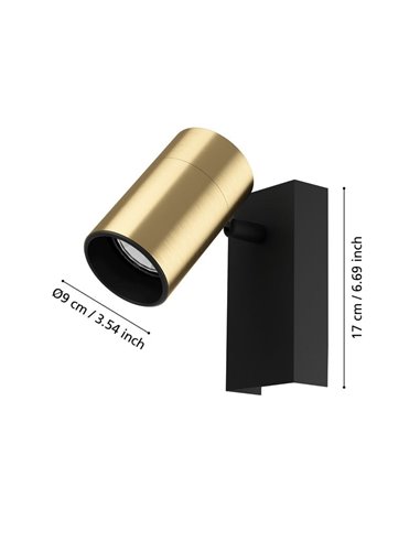 Aplique LED de pared con foco orientable oro y negro CUMARIBO, GU10 incluida, luz blanca 4,5W 