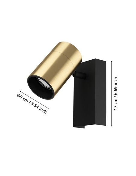 Aplique LED de pared con foco orientable oro y negro CUMARIBO, GU10 incluida, luz blanca 4,5W 