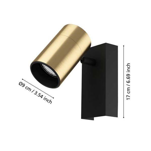 Aplique LED de pared con foco orientable oro y negro CUMARIBO, GU10 incluida, luz blanca 4,5W 
