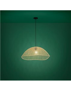 Lampe à suspension avec abat-jour incurvé en osier semi-circulaire SAMBUCONA, E27 (non incl.) 2