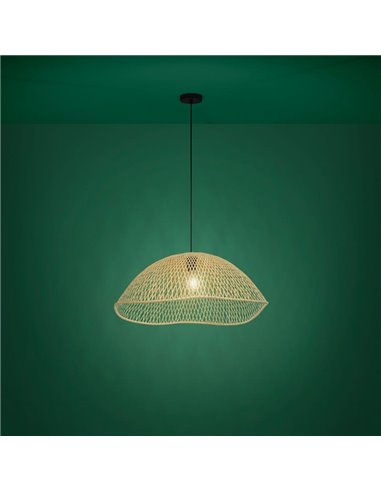 Luminária pendente com cúpula curva semicircular de vime SAMBUCONA, E27 (não incl.)