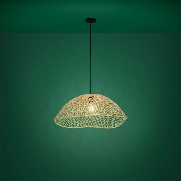 Lampe à suspension avec abat-jour incurvé en osier semi-circulaire SAMBUCONA, E27 (non incl.)