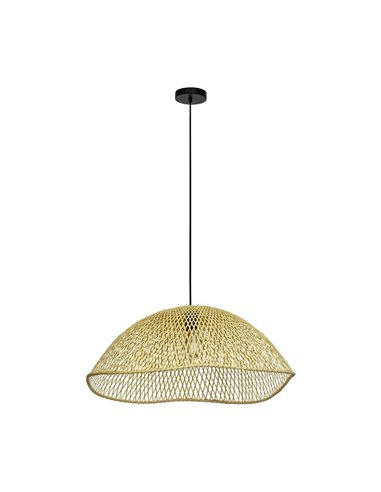 Lampe à suspension avec abat-jour incurvé en osier semi-circulaire SAMBUCONA, E27 (non incl.)