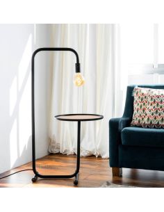 Lámpara de pie LED negra con mesita Guest 1xE27 Faro Barcelona | LeonLeds 2