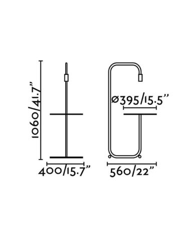 Lampadaire LED noir Guest 1xE27 Faro Barcelona avec petite table | LeonLeds