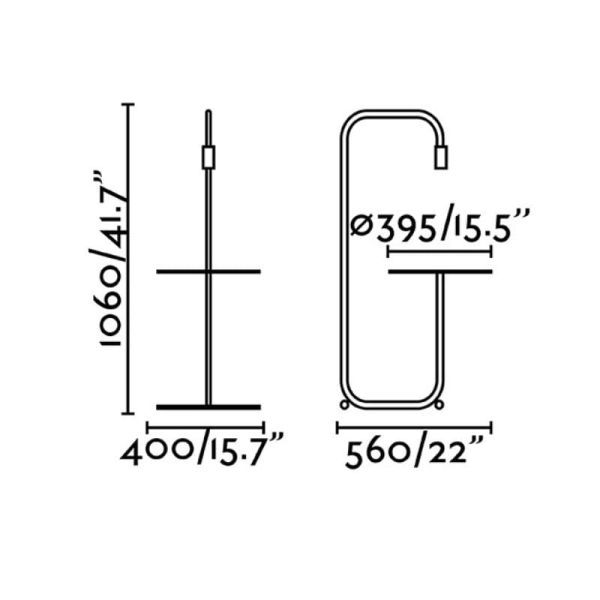 Lampadaire LED noir Guest 1xE27 Faro Barcelona avec petite table | LeonLeds