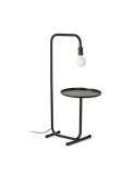 Lámpara de pie LED negra con mesita Guest 1xE27 Faro Barcelona | LeonLeds