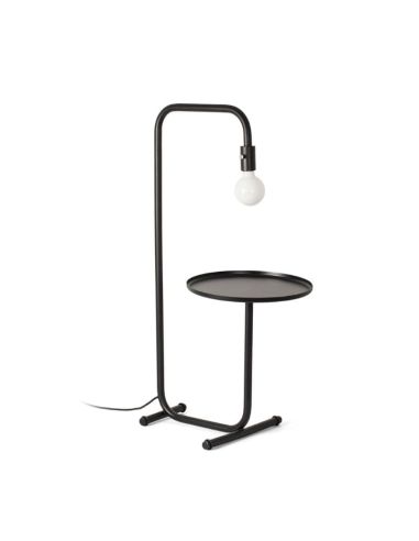 Lámpara de pie LED negra con mesita Guest 1xE27 Faro Barcelona | LeonLeds