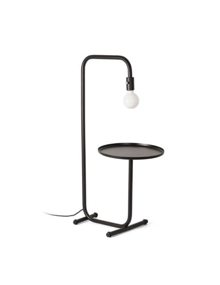 Lámpara de pie LED negra con mesita Guest 1xE27 Faro Barcelona | LeonLeds