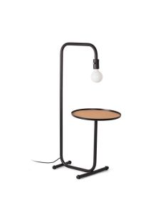 Lámpara de pie LED negra con mesita Guest 1xE27 Faro Barcelona | LeonLeds