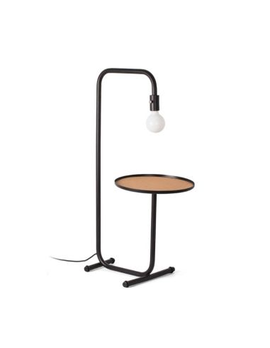 Lámpara de pie LED negra con mesita Guest 1xE27 Faro Barcelona | LeonLeds