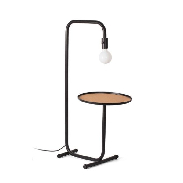 Lámpara de pie LED negra con mesita Guest 1xE27 Faro Barcelona | LeonLeds