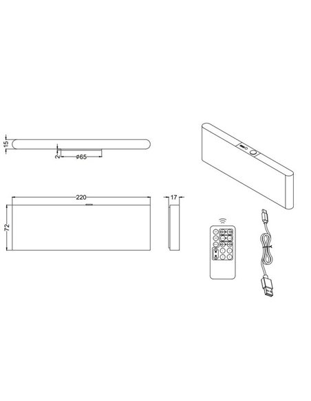Applique murale LED plate Conchita 22 cm, montée et descente, 2 W, 200 lm, 2 700 - 6 500 K, IP20, blanche