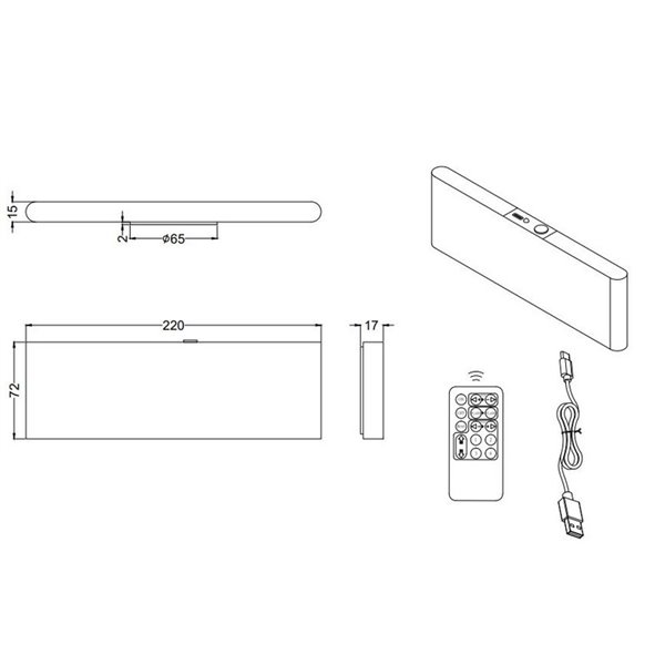 Aplique LED de pared plano CONCHITA 22cm luz arriba y abajo, 2W 200lm, 2700 - 6500K IP20 Blanco