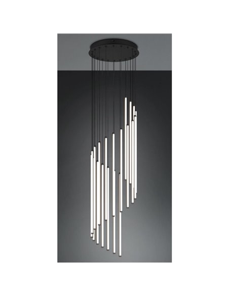 Luminária de teto LED BAXTER com luzes pendentes 70W 8300lm, 2300+3000+4000K IP20 preta