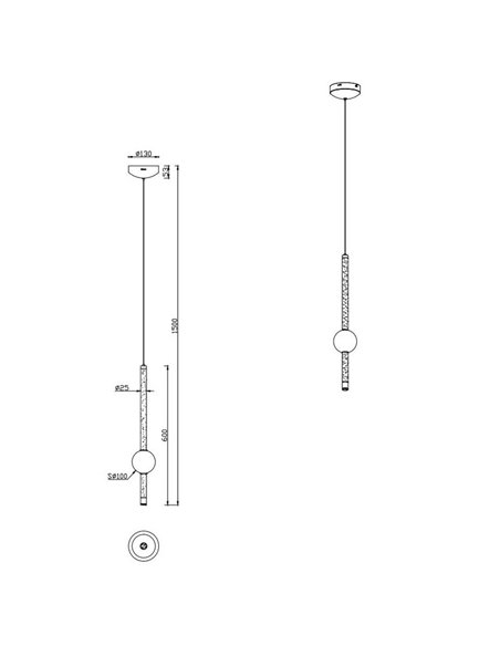 Luminária pendente de teto LED MELITA 6W 600lm, 2300+3000+4000K IP20 dourada