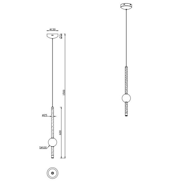 Suspension LED 1 lumière MELITA 6W 600lm, 2300+3000+4000K IP20 Noir