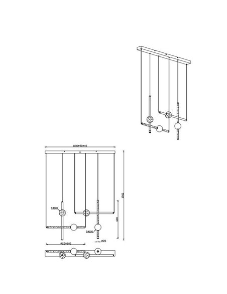 Luminária de teto LED MELITA com várias luzes, 21W, 2500lm, 2300+3000+4000K, IP20, preta