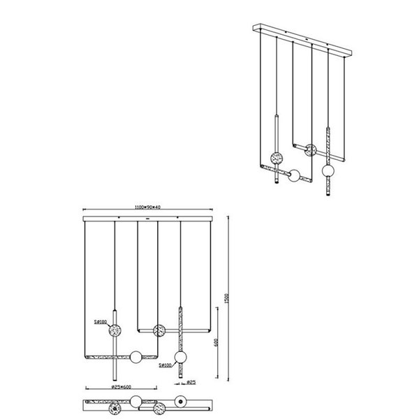 Luminária de teto LED MELITA com várias luzes, 21W, 2500lm, 2300+3000+4000K, IP20, preta