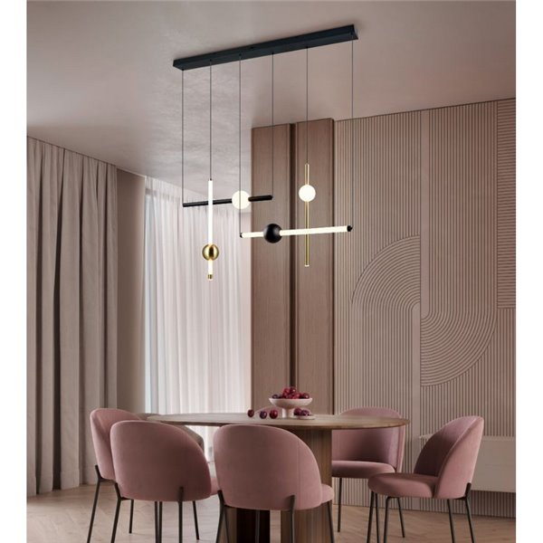 Plafonnier LED MELITA avec plusieurs lumières, 21 W, 2 500 lm, 2 300 + 3 000 + 4 000 K, IP20, noir