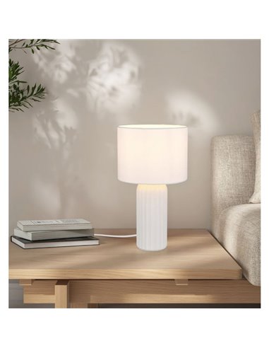 Lámpara de sobremesa BLAIR de cerámica, pequeña 36cm, bombilla excl. E27 max. 10W IP20 Blanco