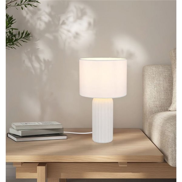 Lámpara de sobremesa BLAIR de cerámica, pequeña 36cm, bombilla excl. E27 max. 10W IP20 Blanco