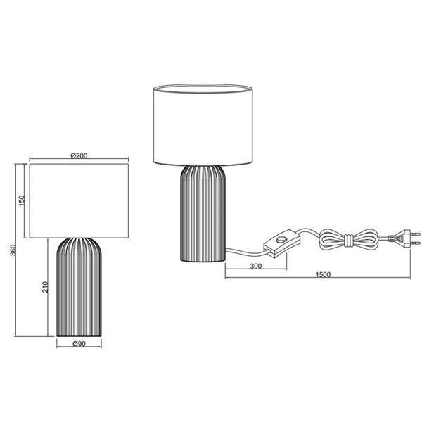 Lámpara de sobremesa BLAIR de cerámica, pequeña, bombilla excl. E27 max. 10W IP20 Blanco