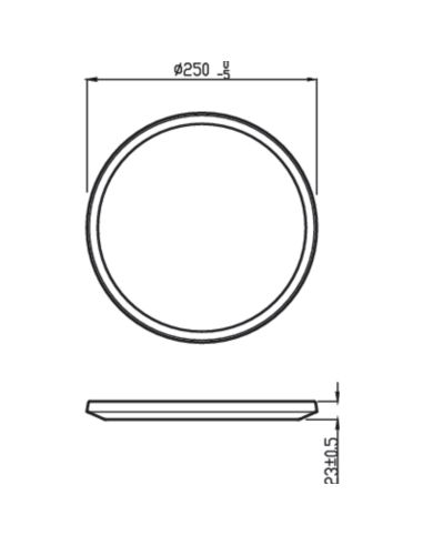 Dimensions du plafonnier LED d'extérieur rond extra-plat SuperSlim