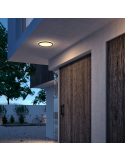 Plafón LED exterior redondo extraplano negro SuperSlim ambiente