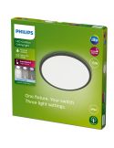 Luminária de teto LED SuperSlim redonda extra plana para exterior, preta | LeonLeds
