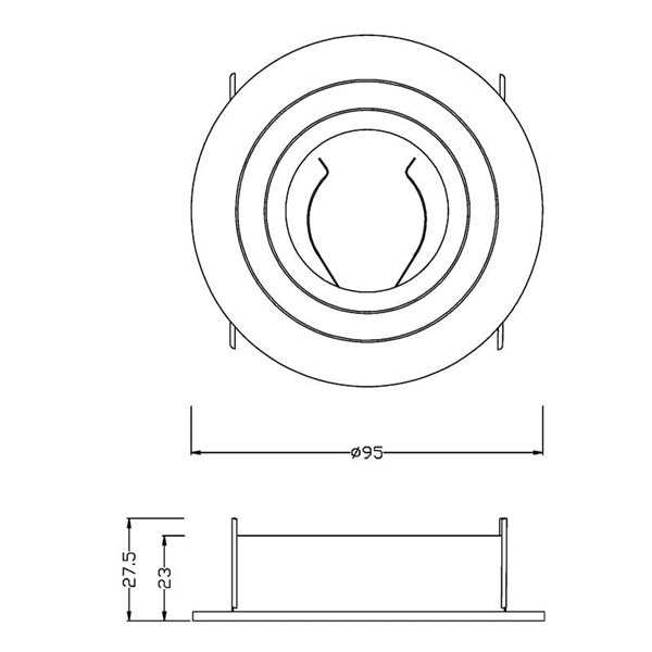 Aro empotrable de techo blanco BÁSICO GU10, Ø95mm, corte 80mm