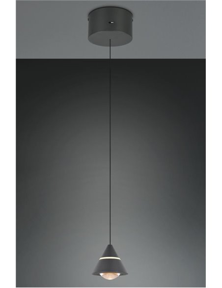 Lámpara de techo LED ROMEO 1 luz, altura regulable, 7W 700lm, 2300+3000+4000K IP20 Negro