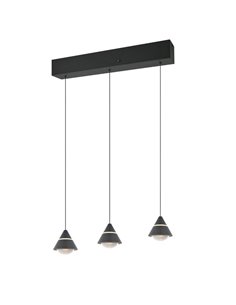 Lámpara de techo 3 luces LED ROMEO, 21W 2100lm, DIP SWITCH 2300+3000+4000K IP20 Negro