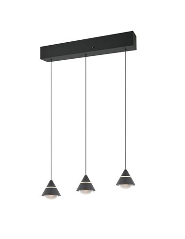 Lámpara de techo 3 luces LED ROMEO, 21W 2100lm, DIP SWITCH 2300+3000+4000K IP20 Negro