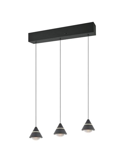 Lámpara de techo 3 luces LED ROMEO, 21W 2100lm, DIP SWITCH 2300+3000+4000K IP20 Negro